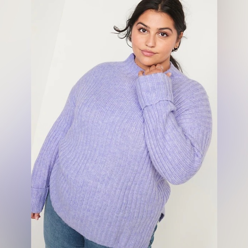 Old Navy Mock-Neck Rib-Knit Tunic Sweater Lavender Size 3X